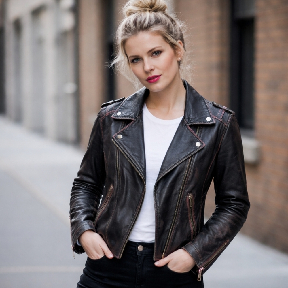 Chelsea & Violet Black Leather Moto Jacket